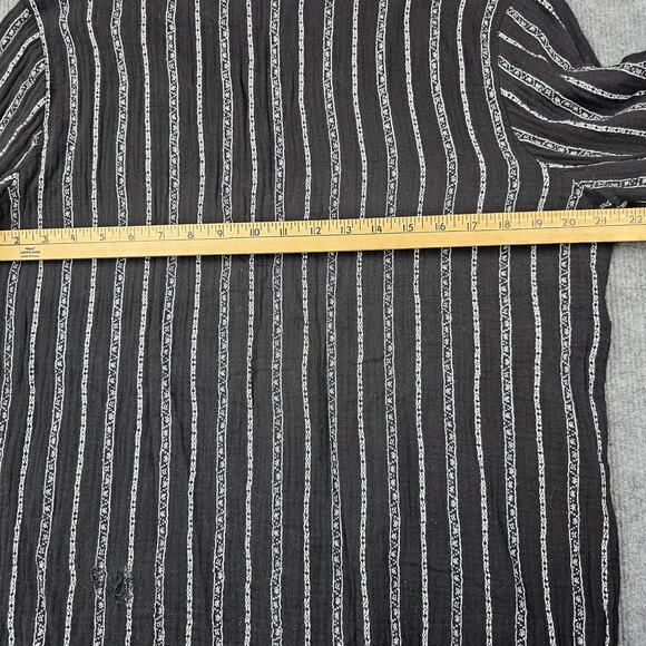 Garnet Hill Shirt Womens 12 Black Peasant Lightweight Striped Organic Cotton - Picture 7 of 7